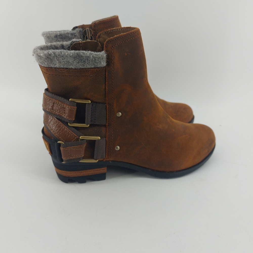 SOREL Booties LOLLA Brown Leather Size 6.5